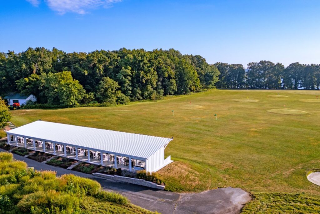 Overhead picture of the driving range at the golf course