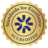 Gold Seal with the words Standards for Excellence Accredited