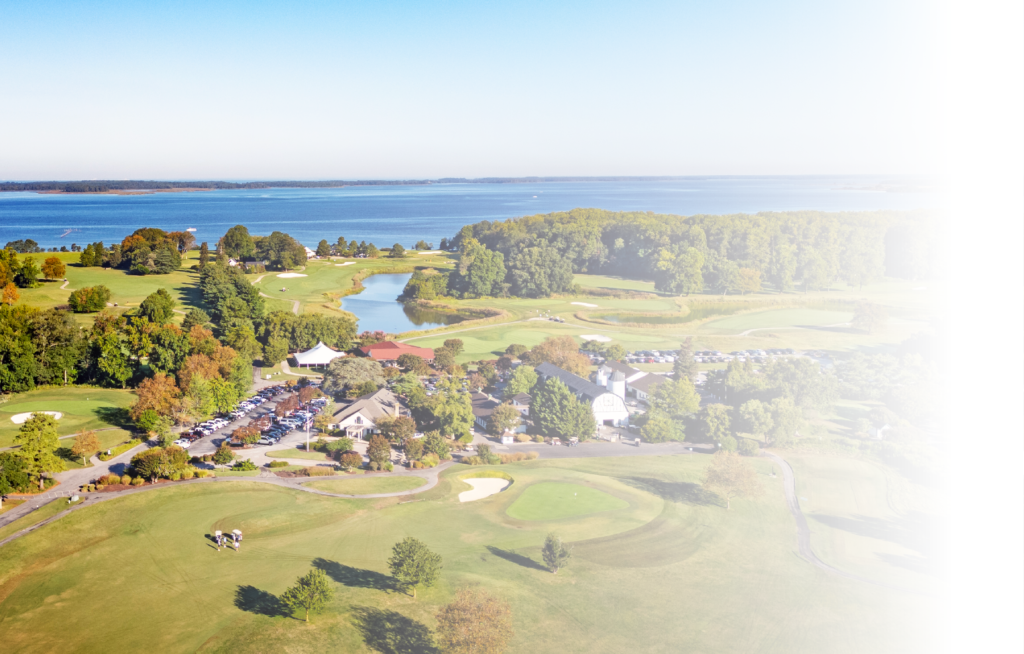Drone overhead shot of Queenstown Harbour golf course.